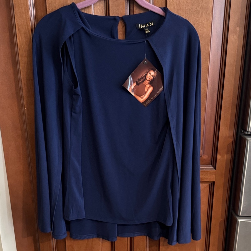 IMAN Women's Cape Navy Blouse